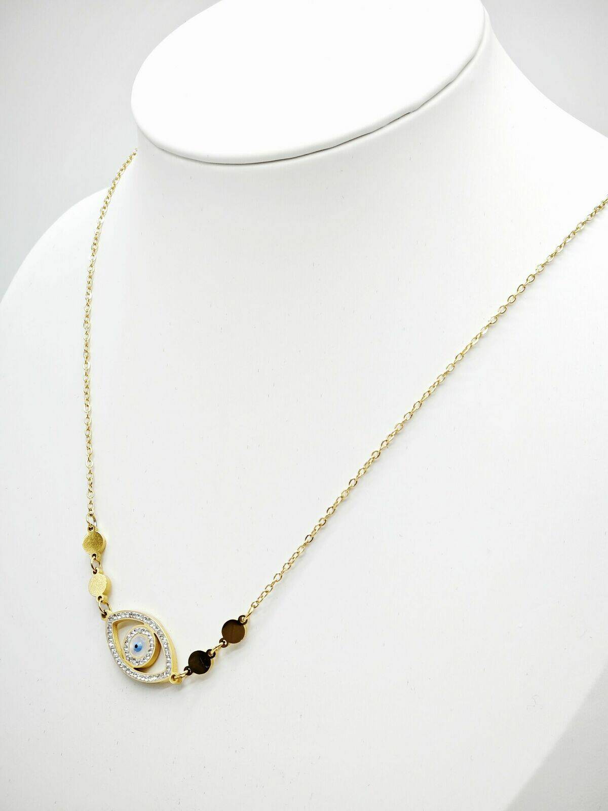 Collier oeil Grec doré 