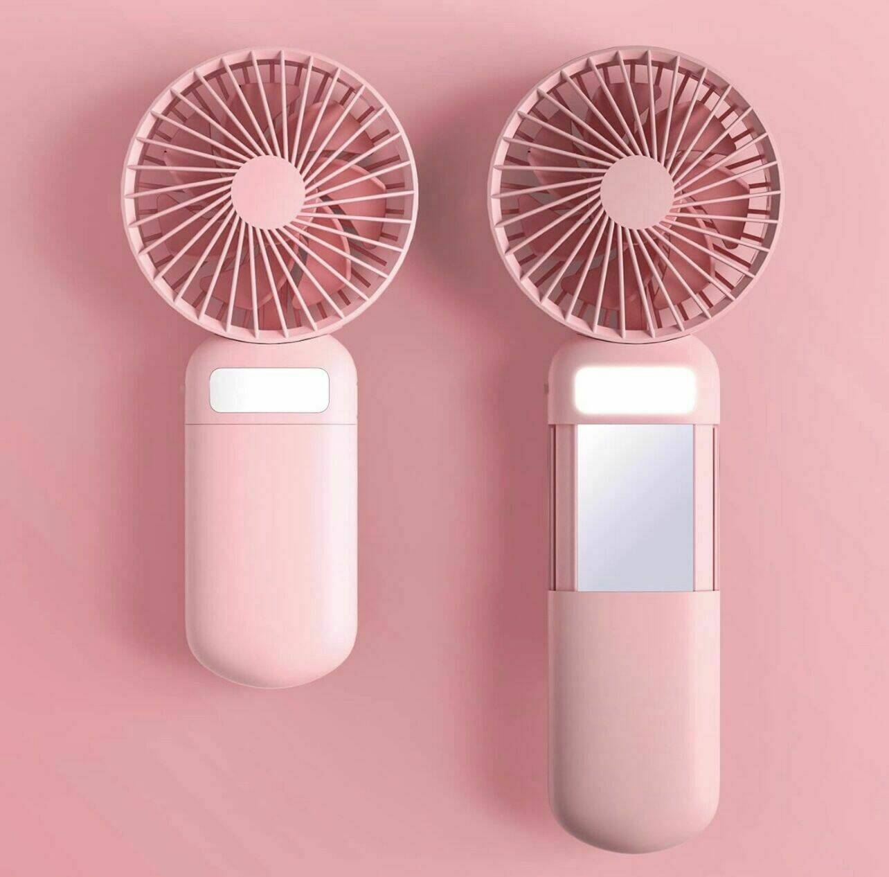 Pink Luxury Mirror Light Fan 