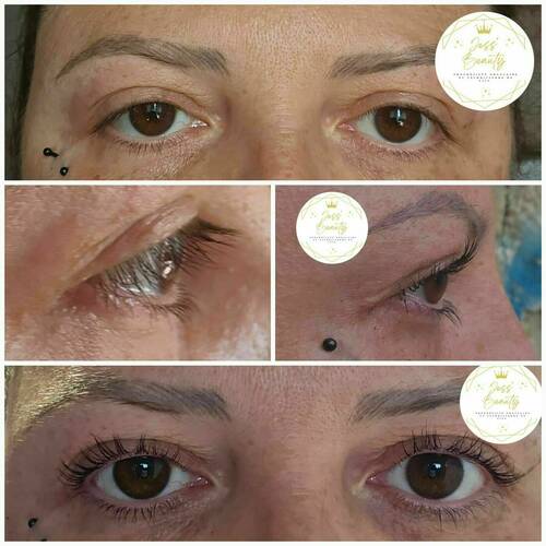 Réhaussement de cils avec coloration 