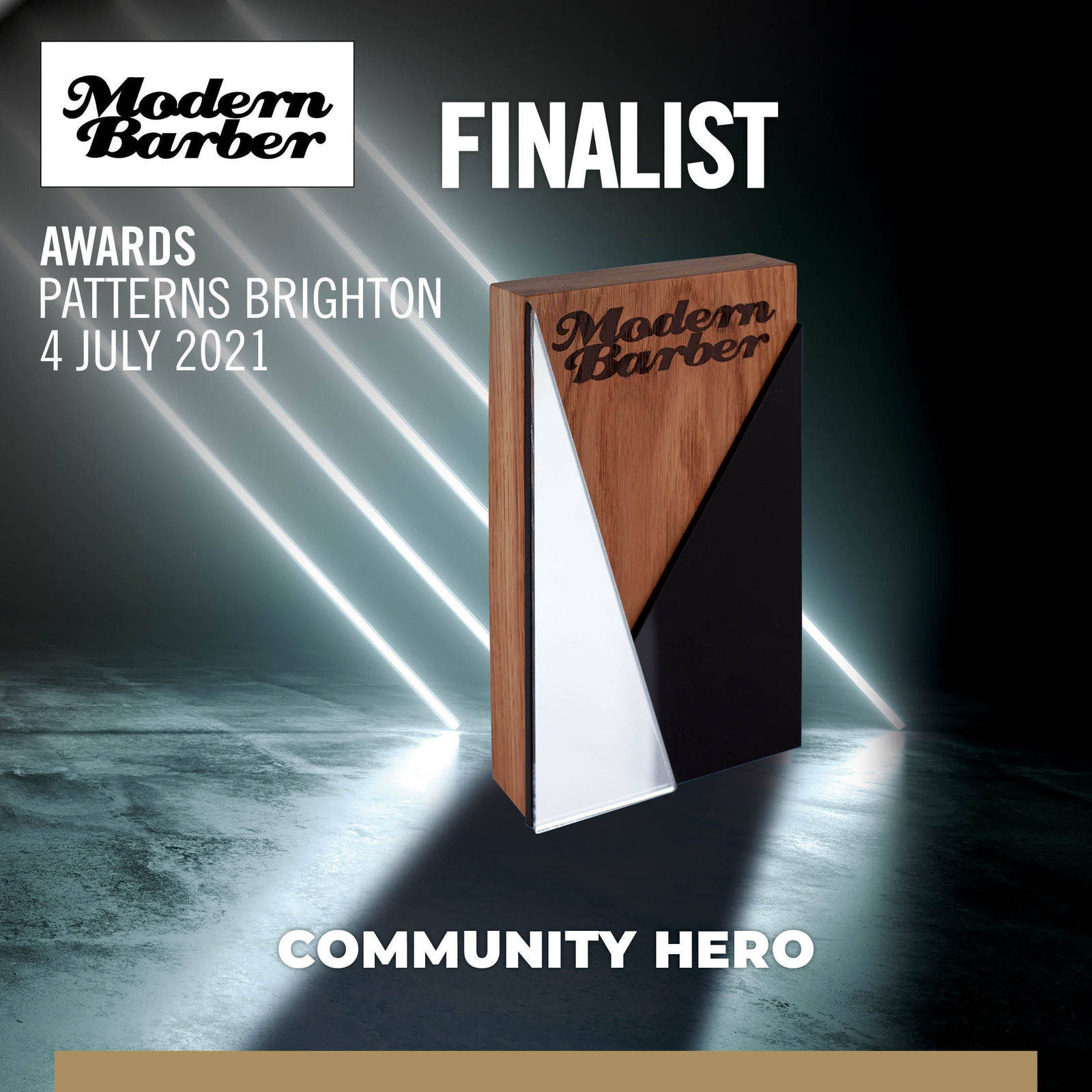 “Thank you!” Finalist for Modern Barber Community Hero award 2021. Thank you to all my family and client's for making this possible