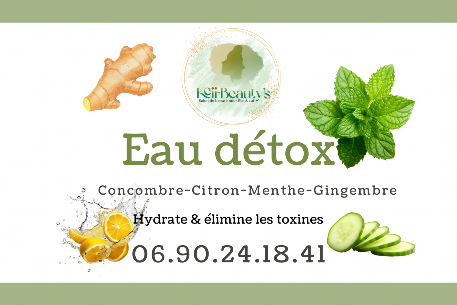 Eau détox: Concombre • Citron • Menthe • Gingembre 1,5L