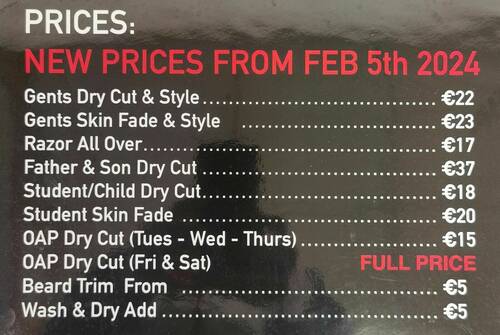 New price list 
