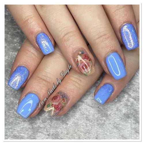 Blue sky gel colour with foil and Elsa glitter