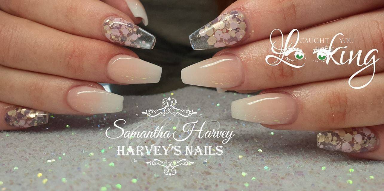 French Ombre with glitter glass accent fingers