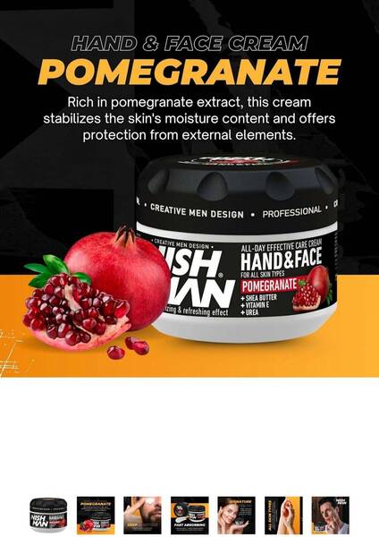 NISHMAN Hand and Face Cream - Pomegranate 300ml - Hydrating, Nourishing, and Caring Cream for Healthy Skin - Ideal for Dry and Sensitive Skin