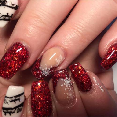 Lovely cute set for Terri... #nailsonfleek #nailsofinstagram #shiningclaws #nailsaddict #nailpro #beautytherapist #acrylic #glitter #stampingnailart #red