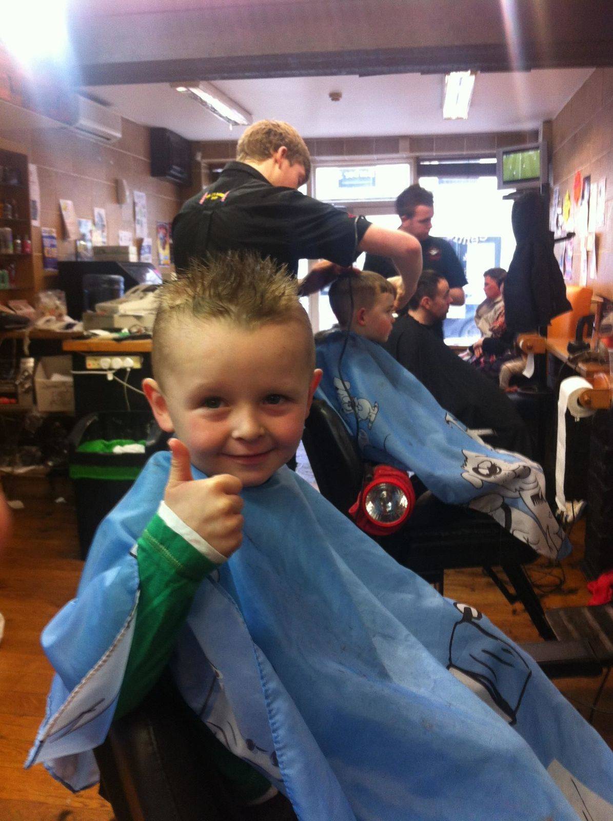 CAYDEN MC DONNELL ANOTHER SATISFIED CUSTOMER GIVES MR J & CO THE THUMBS UP ON A BUSY SATURDAY AFTERNOON
