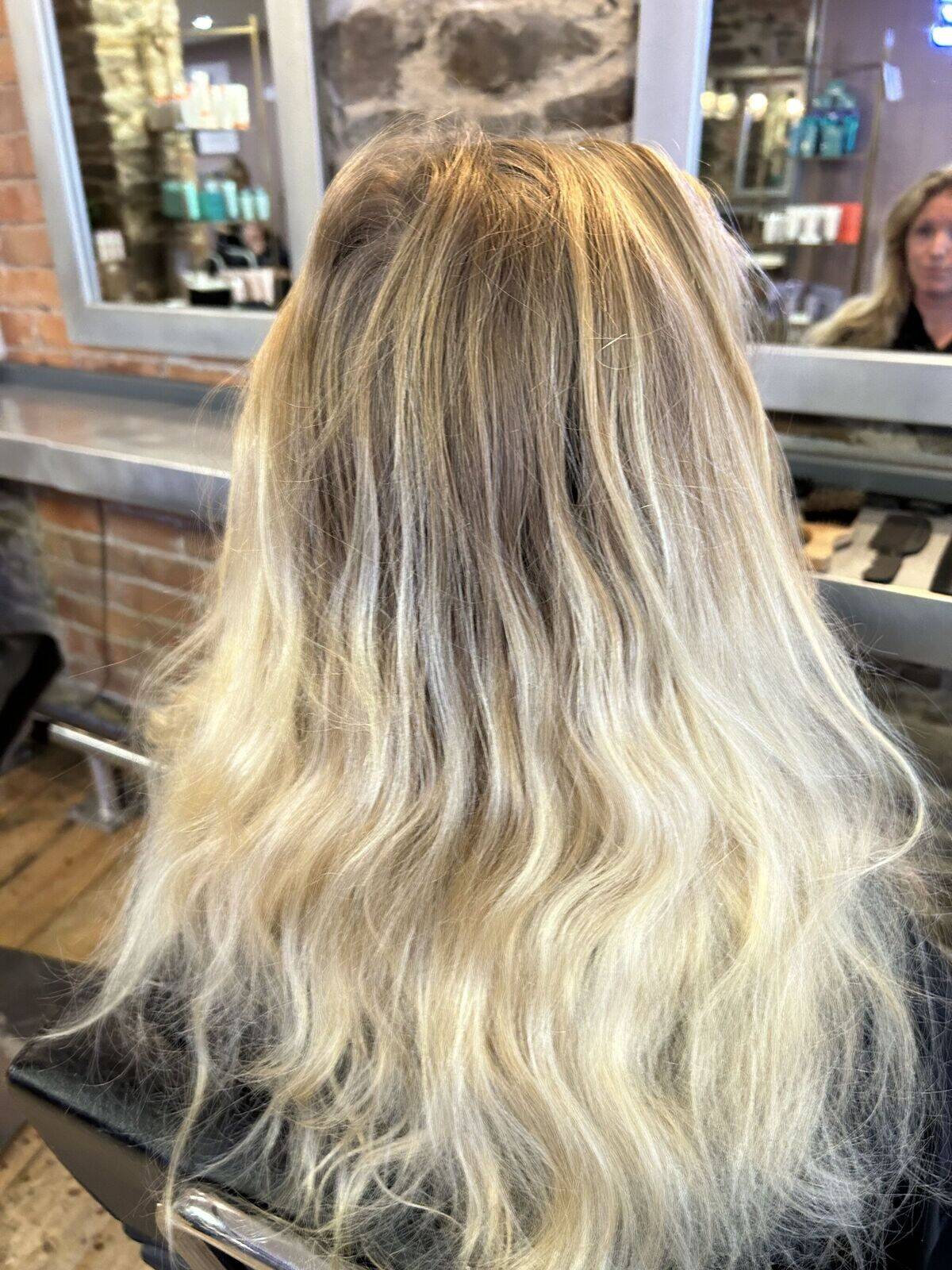 Bleached out long surf riders hair before