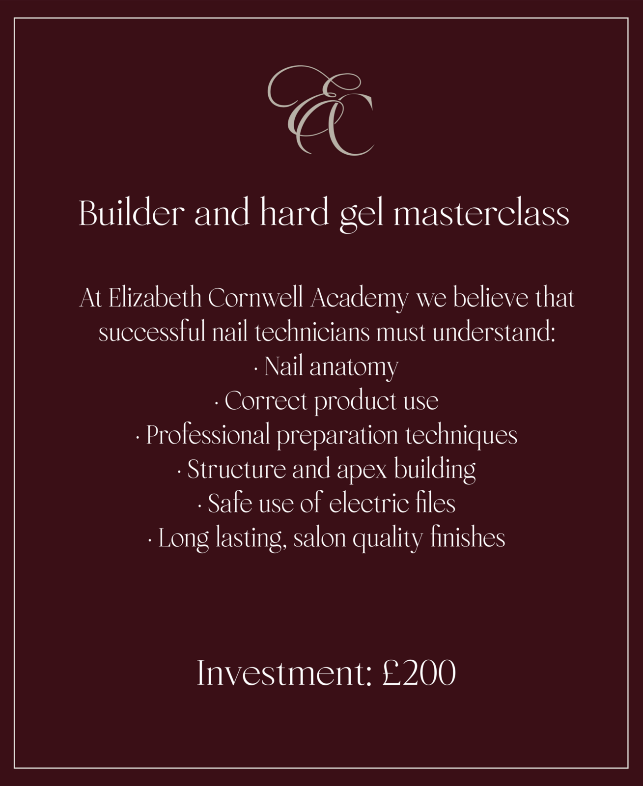 BUILDER/HARD GEL MASTERCLASS MAY 17TH 