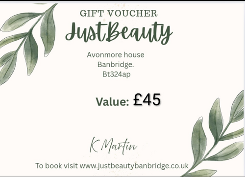 Just Beauty Banbridge. Gift voucher.