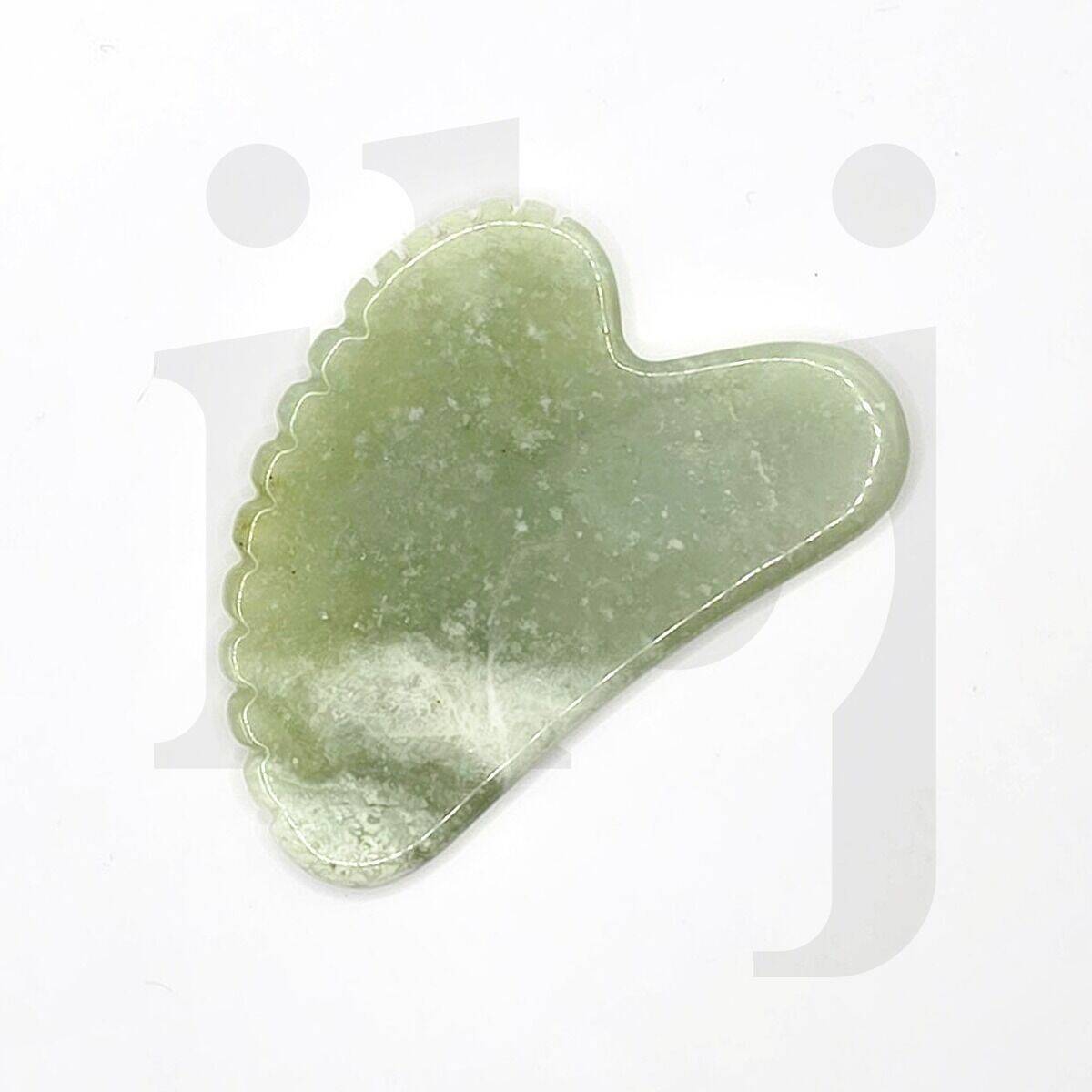 Gua Sha Jade Vert coeur à dents