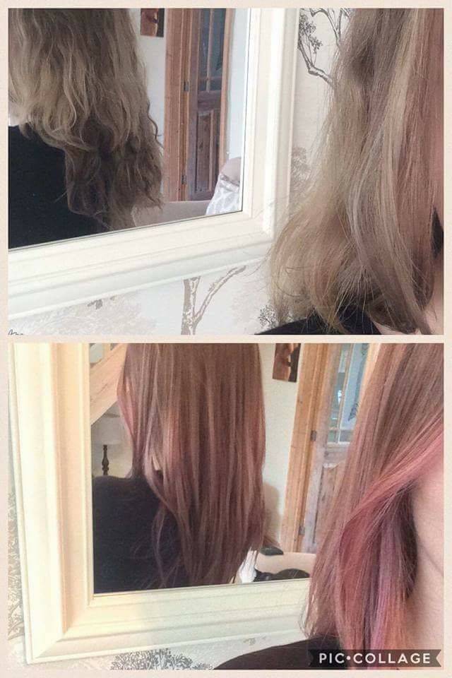 A before and after with the lovely georgie. Gone from an ash balayage to a lovely rose gold all over