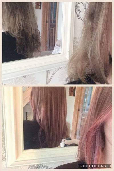A before and after with the lovely georgie. Gone from an ash balayage to a lovely rose gold all over