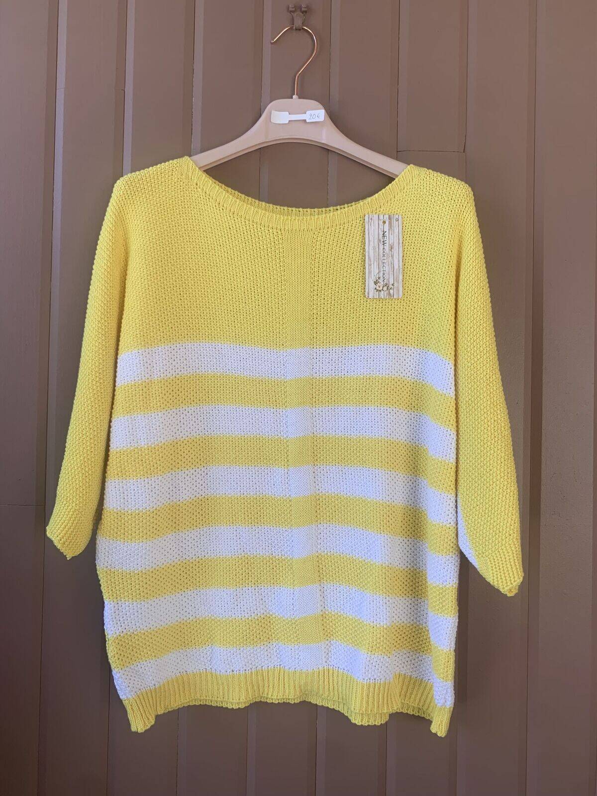 Pull tricot jaune 