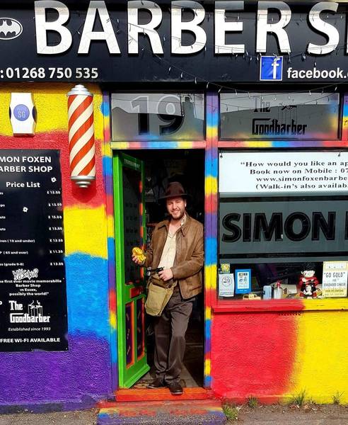 Indiana Jones visits The Barber Shop of Superheroes and Movies.