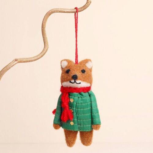 Festive felt fox hanging decoration