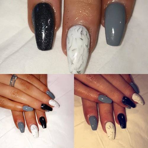 Marble and mystic slate glitter mix  #acrylics #acrylicnails #instanail #nailday #cnd #shellac #marblenails #rockstarnails