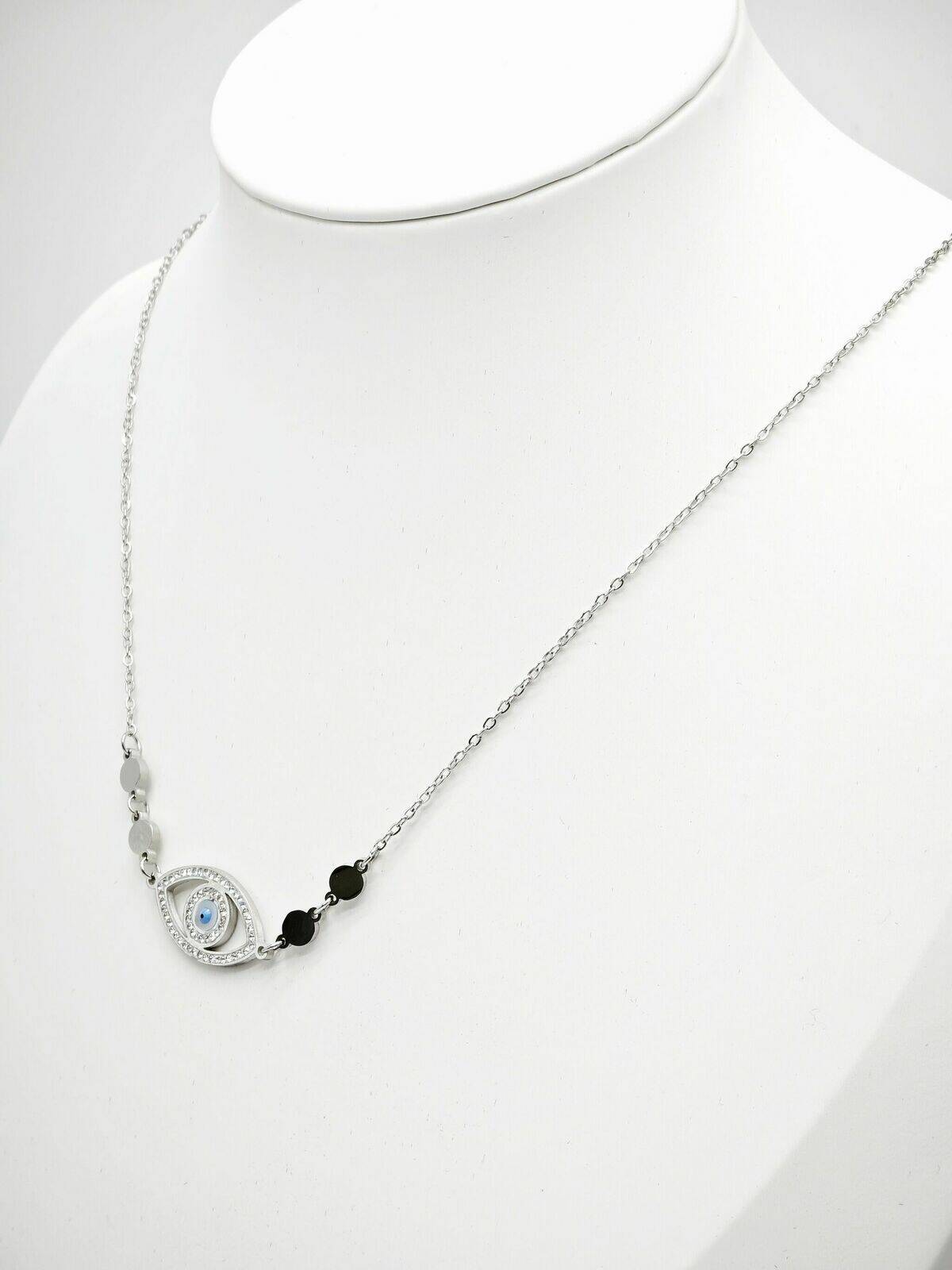 Collier oeil Grec argenté