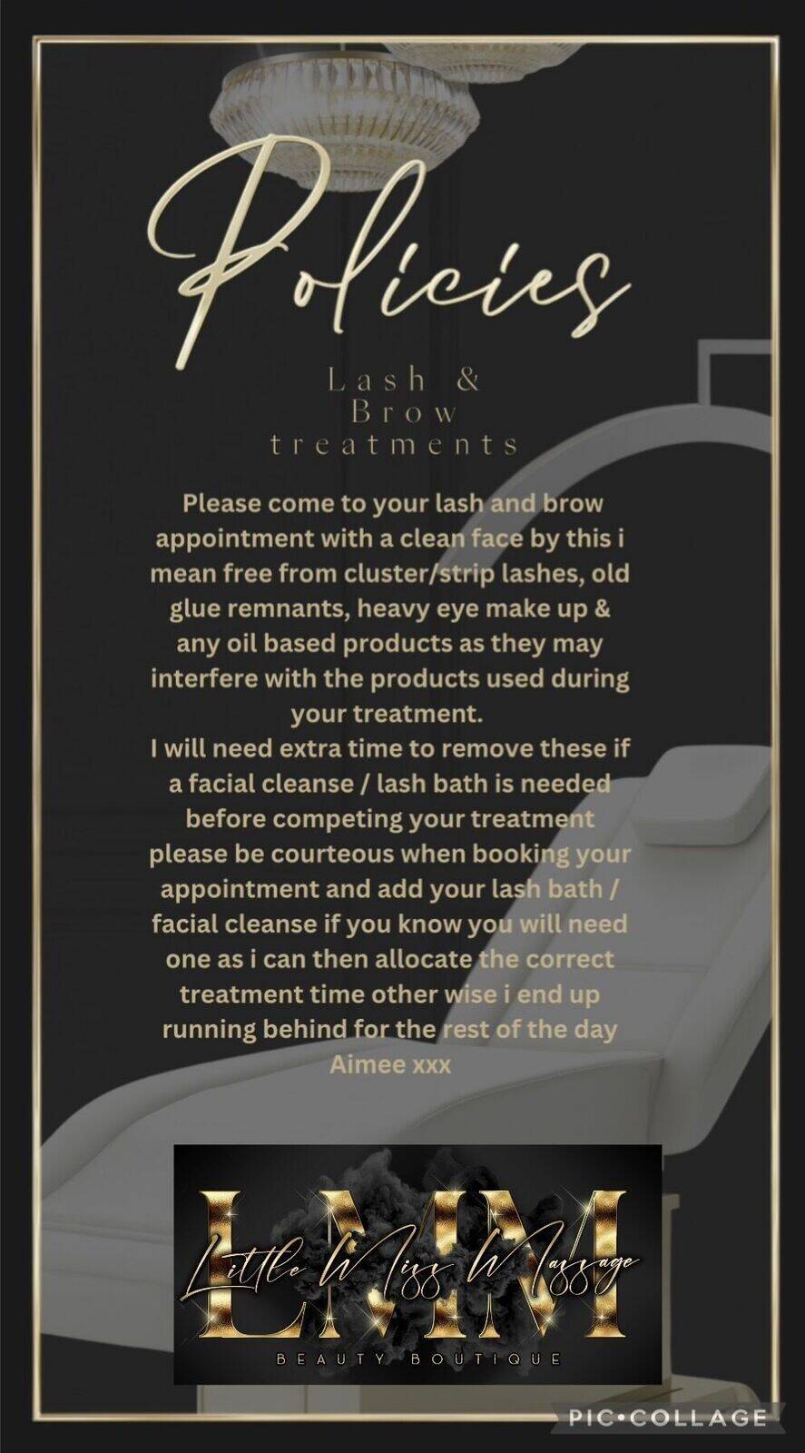 Lash & brow treatment policies 