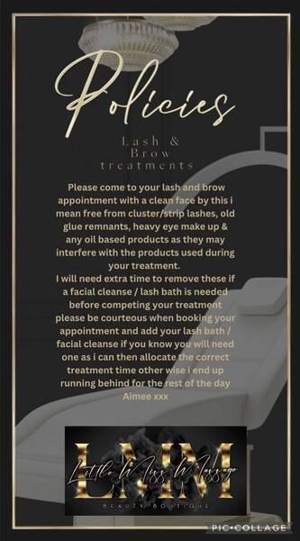 Lash & brow treatment policies 