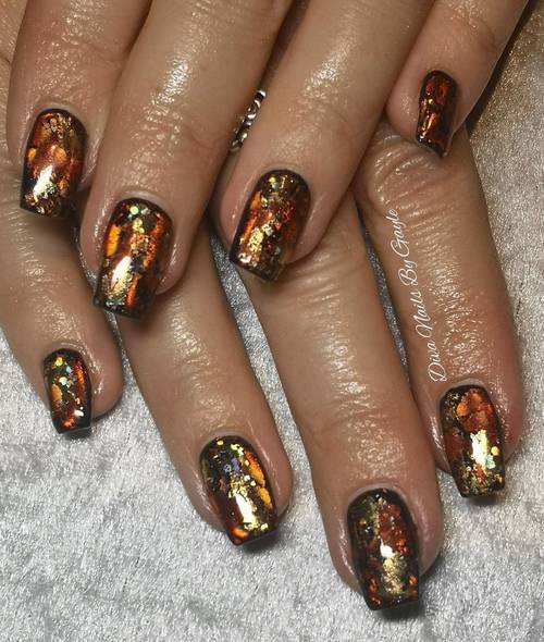 Black gel with layers of gold and copper foi