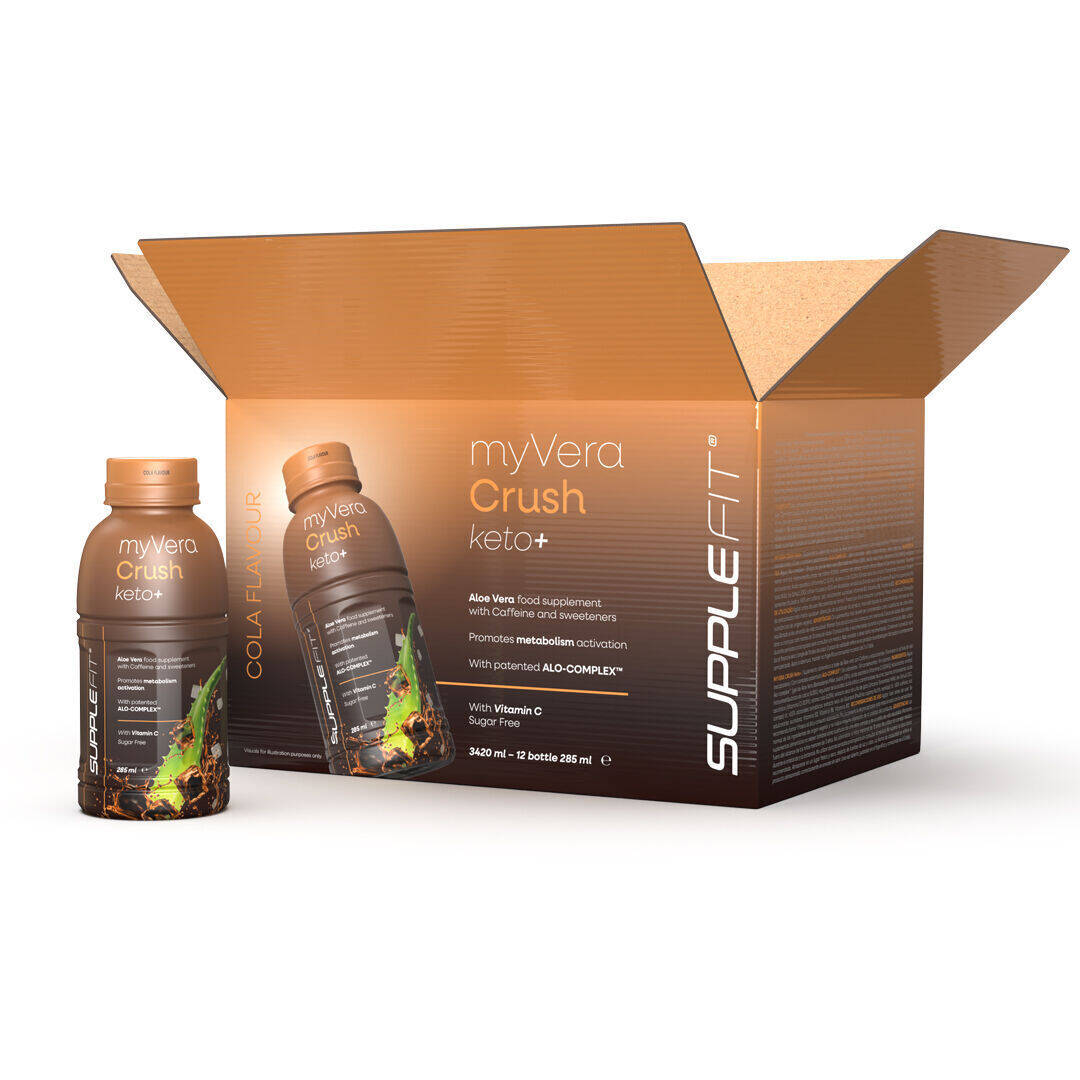 MYVERA CRUSH Keto + | Complément alimentaire avec caféine et édulcorants en bouteille unidose de 285 ml (12 bouteilles) - 3420 ml 