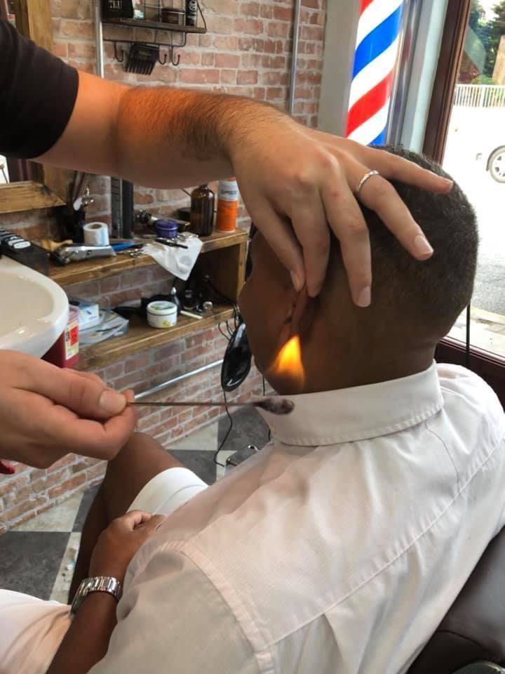 Ear flaming offered as standard with all haircuts