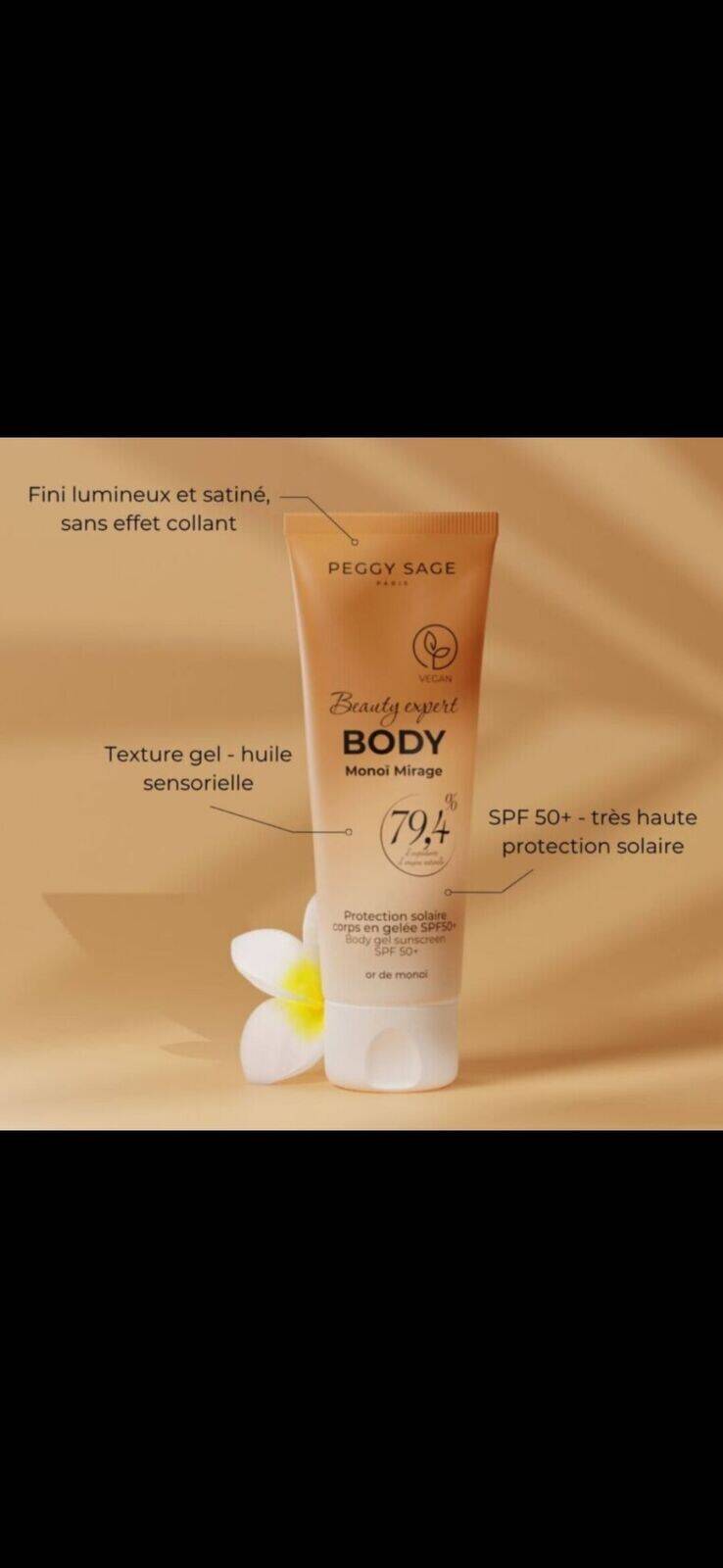 Gelée corps solaire SPF50+ Monoï