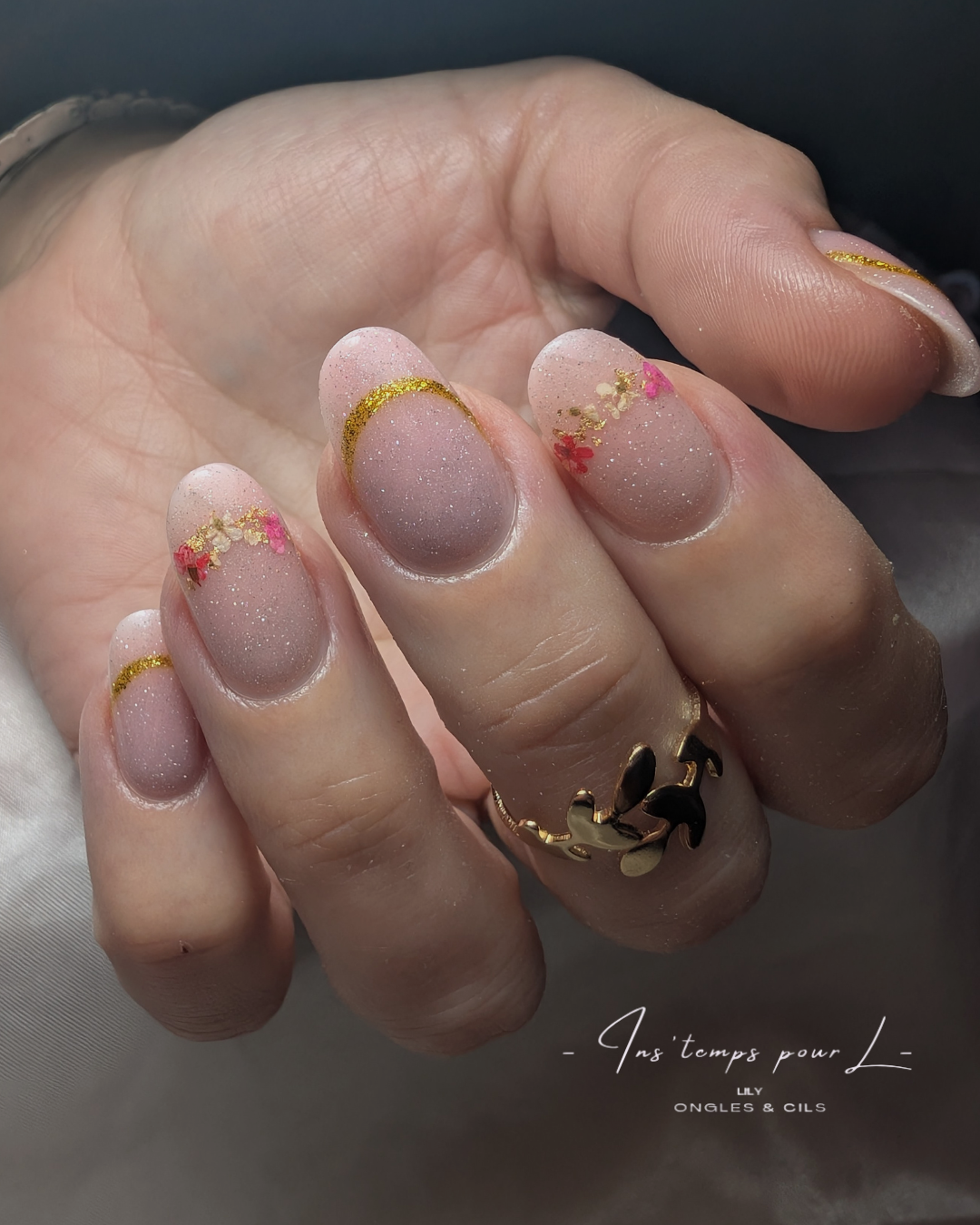 Gainage gel + fleurs séchées 