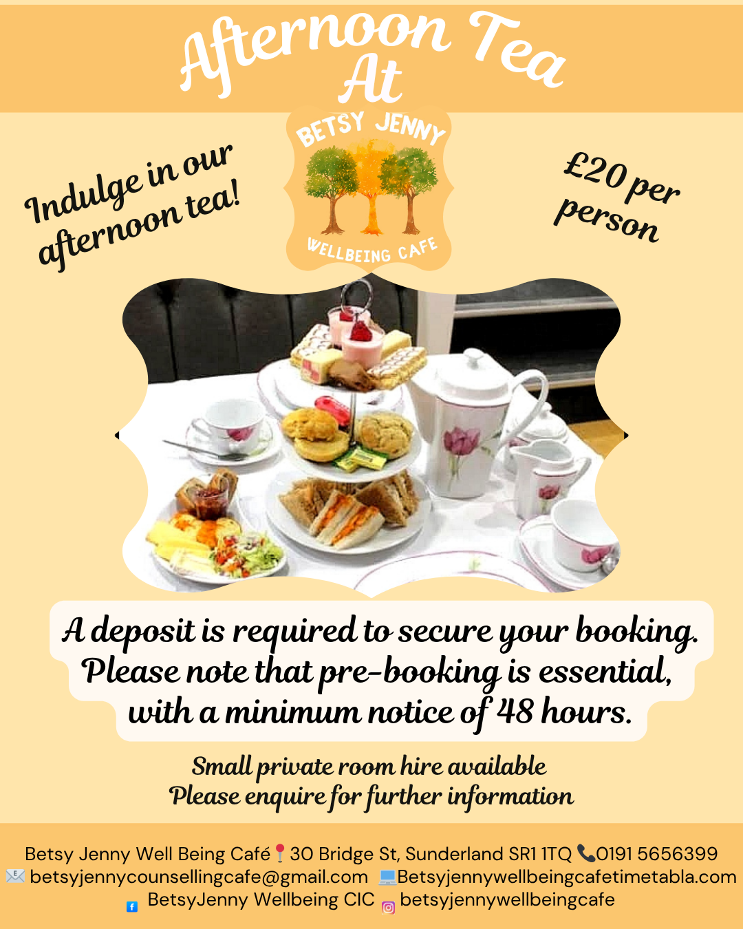 We offer Afternoon teas