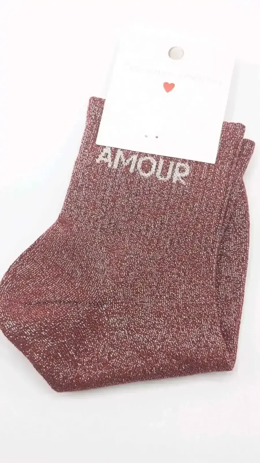 Chaussettes à Paillettes Amour rouge