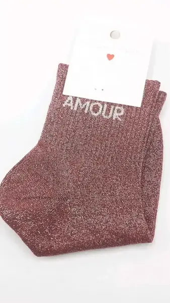 Chaussettes à Paillettes Amour rouge