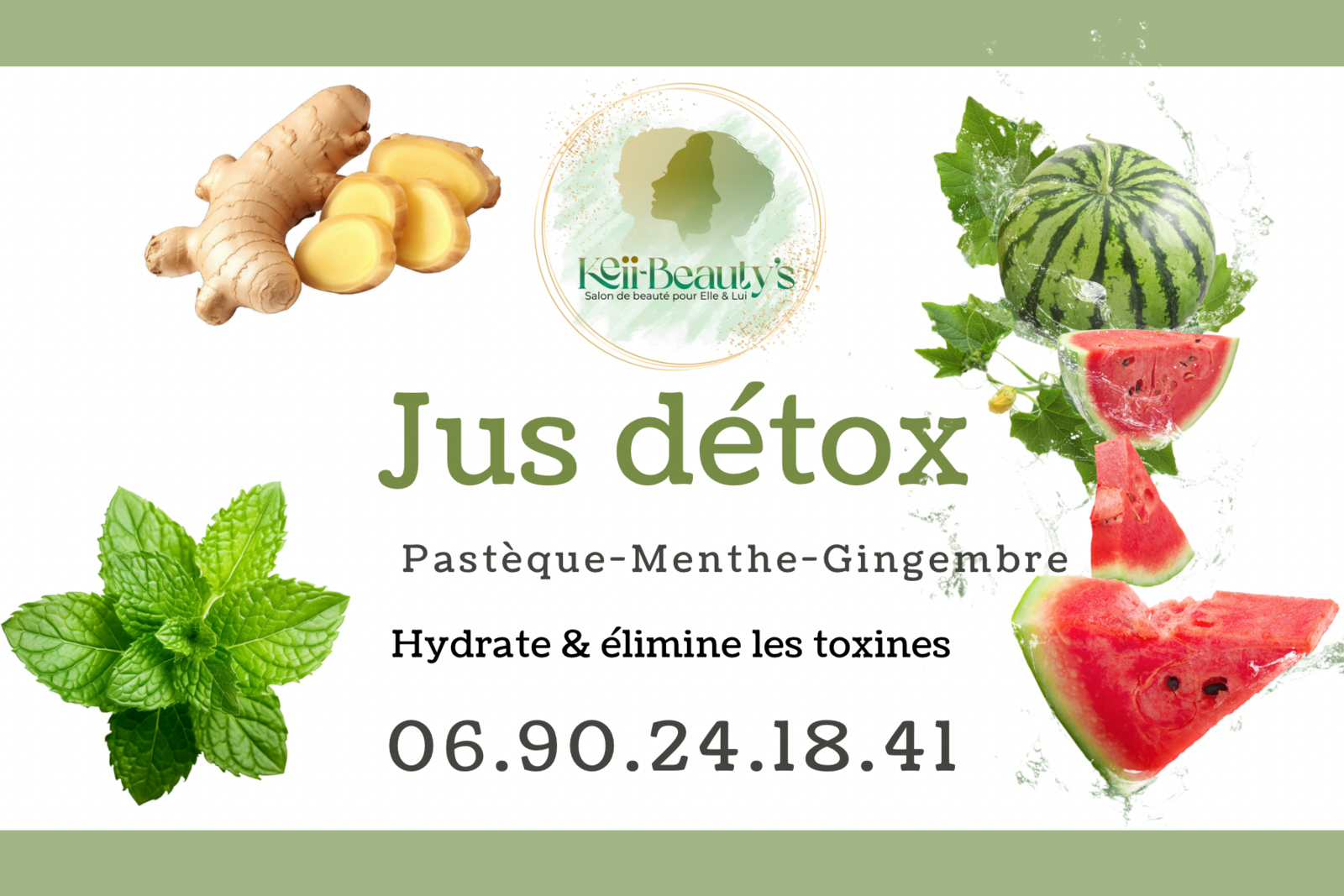 Jus détox: Pastèque • Menthe • Gingembre