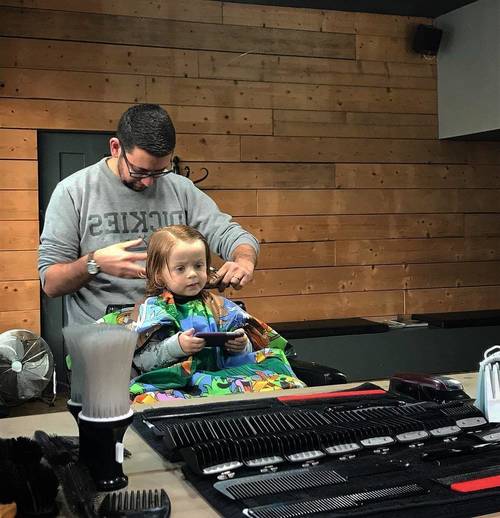 Father & Son bonding time! 🤴Both shops open 9-6! ✂️