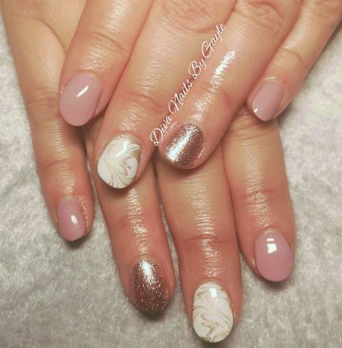 Marble stamping on rose musk gel colour