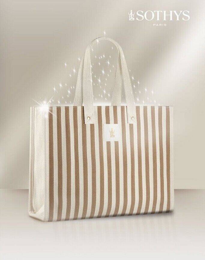 SAC PRINTEMPS ETE 2025 RAYURES BEIGE & TAUPE REF 400111