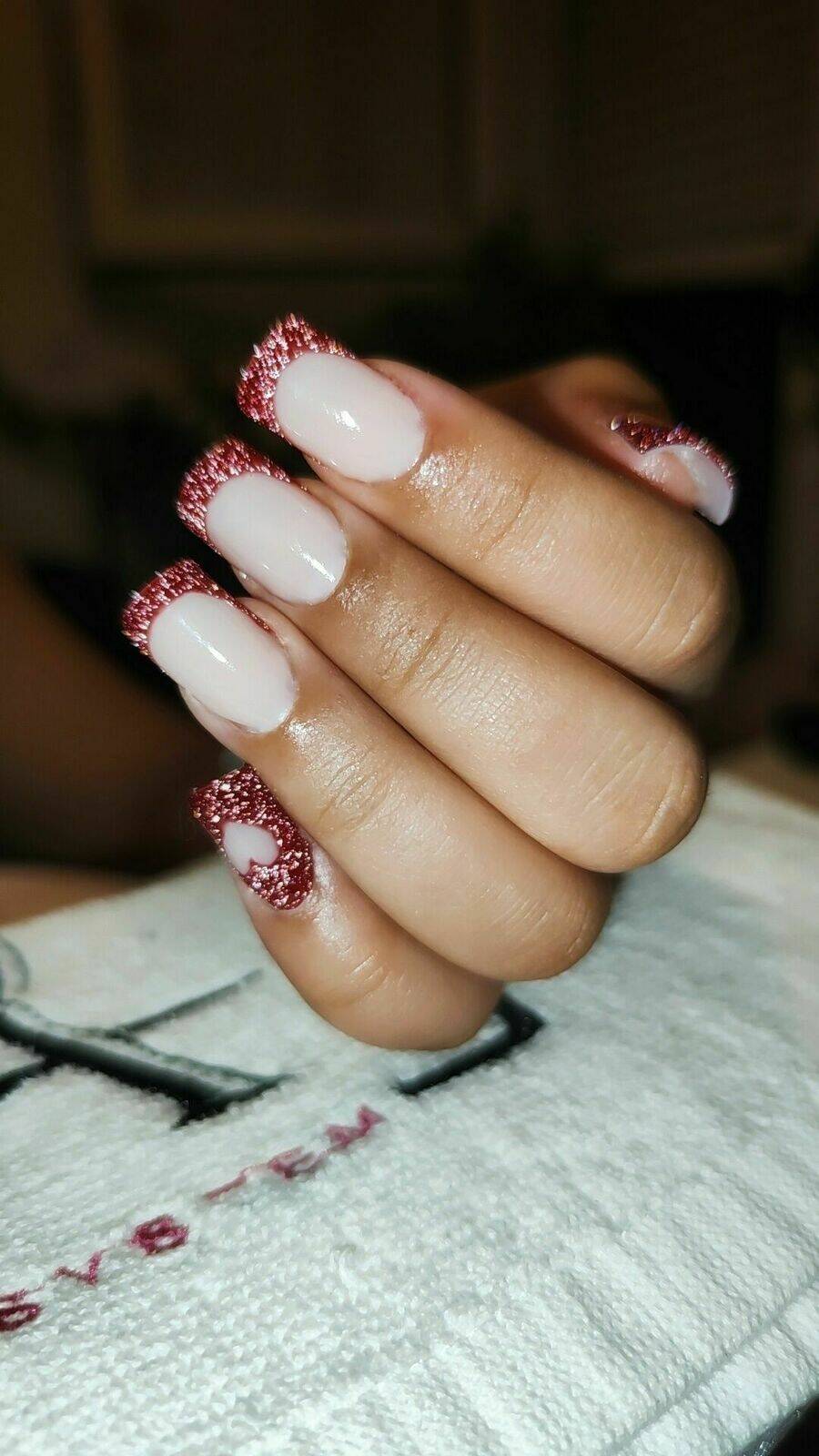 Extension Capsules + Gel avec French pailleté réfléchissante