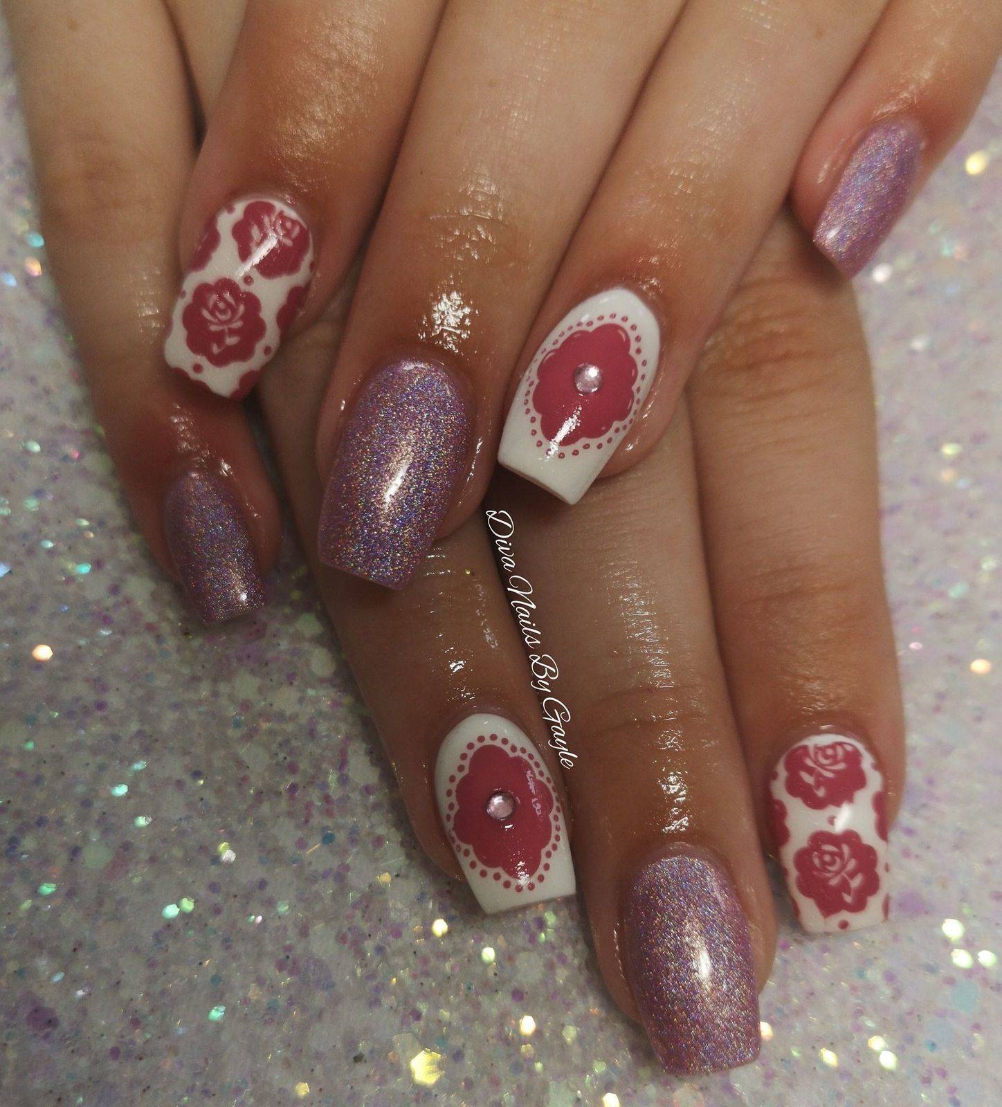 Holographic gel with pretty stamping