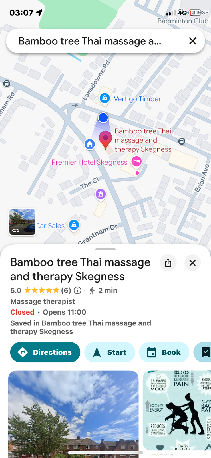 Easy to find if you just type bamboo tree thai massage Skegness on your google maps 