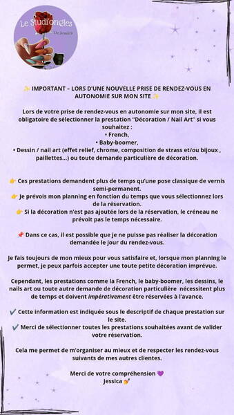 Info réservation décorations/nail art 💅