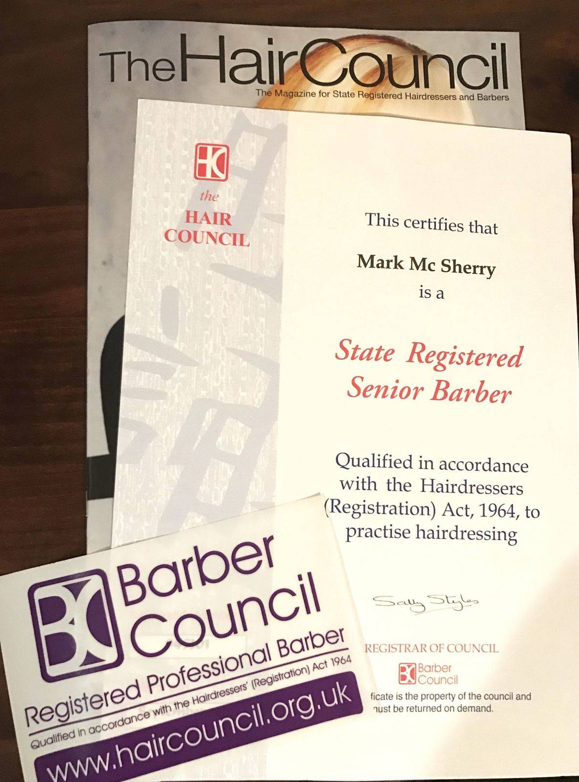 State Registered Senior Barber
