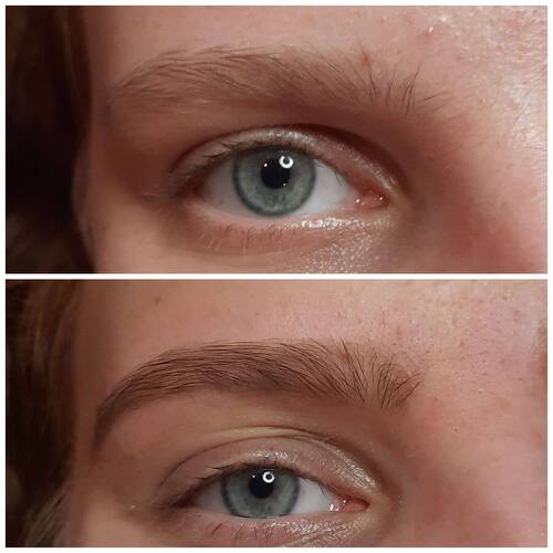 Natural fair brows wax and tint results