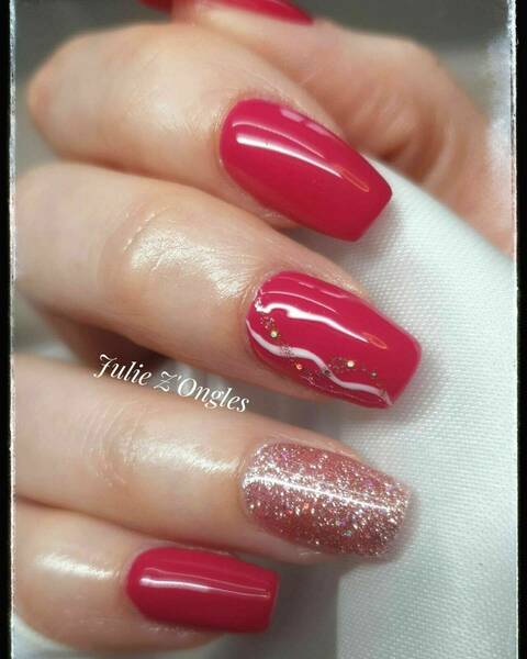 Renfort semi permanent paillettes et nail art 