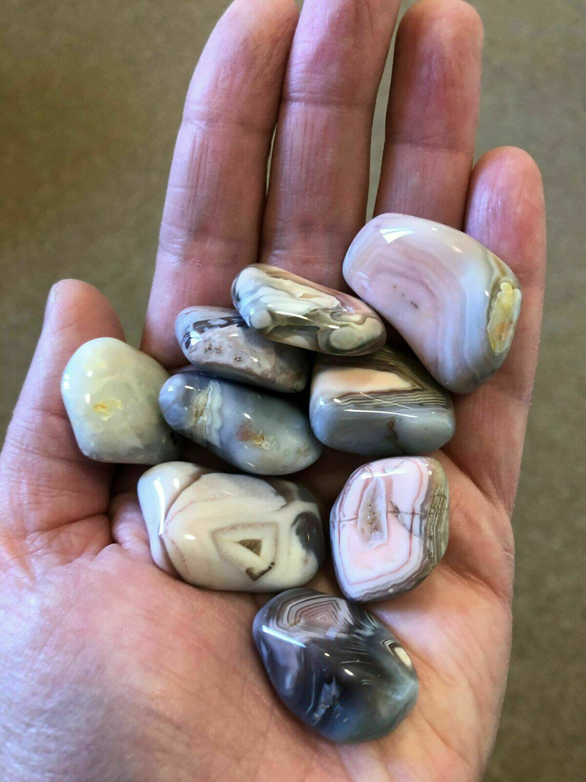 Pink & grey agate tumblestones