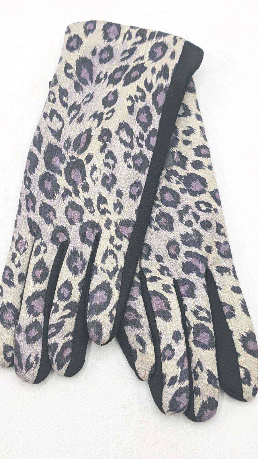 Gants Léopard Lurex Prune
