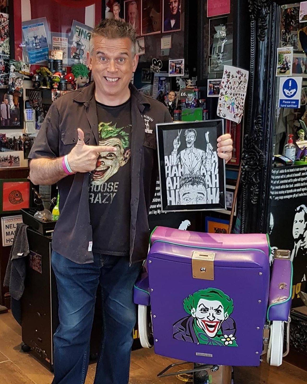 Latest acquisition to the Barber Shop of Superheroes and Movies..Joker cuts the Jokers hair 🤡🤡🤡🤡🤣🤣♥️