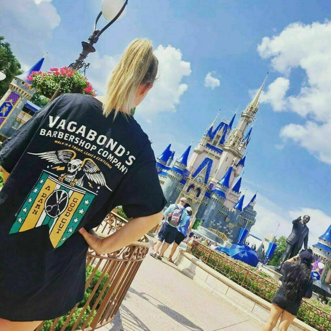 Vagabond's Barbershop Skull Eagle T-Shirt (Black)