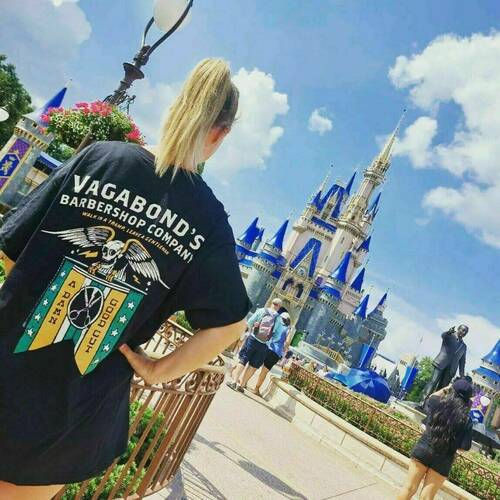 Vagabond's Barbershop Skull Eagle T-Shirt (Black)