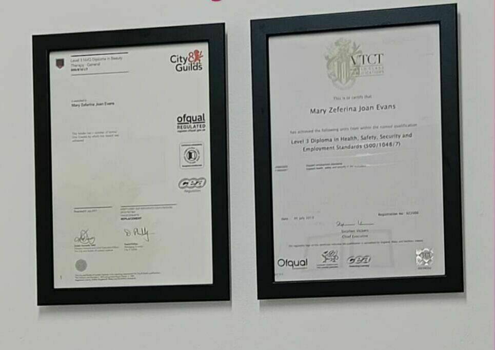 Certificates in beauty therapy 