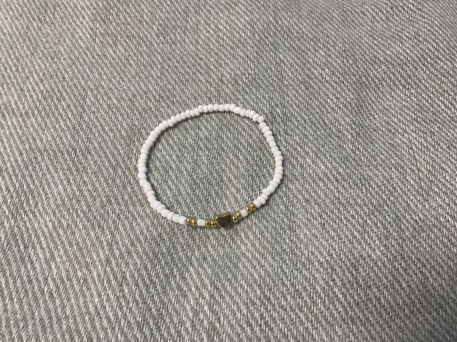 Bracelet blanc cœur or 